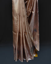 Regal Copper gold Kanjivaram Silk Saree with Meenakari Elegance